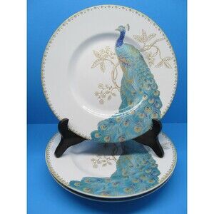 Peacock Garden 222 Fifth 10 3/4" Dinner Plates Set of 2